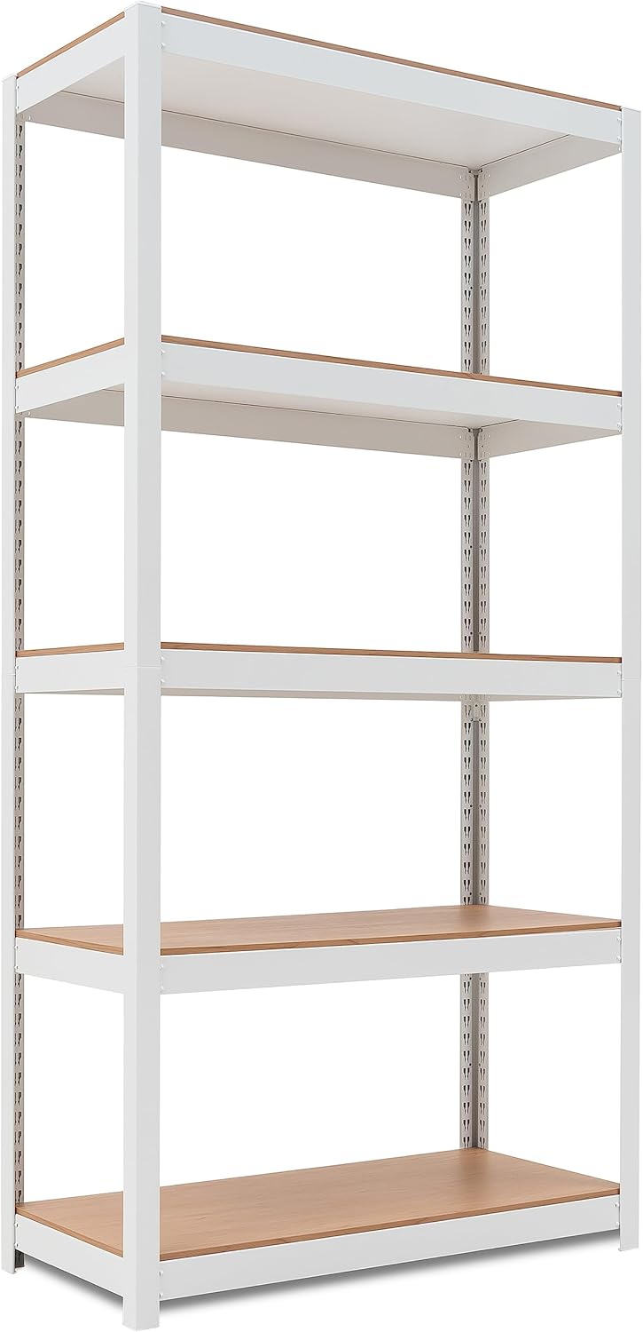 HOMEDANT House 5-Tier Laminated Boltless Metal Shelving Unit Adjustable Storage...