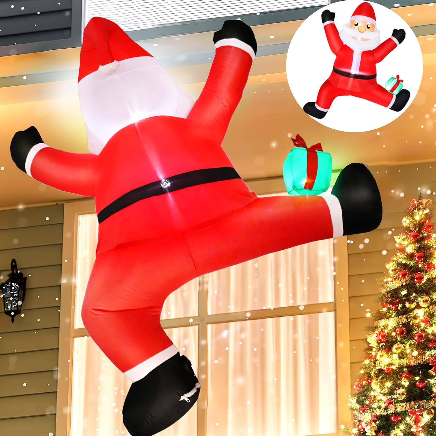 Christmas Inflatables Outdoor Decoration, 6 FT Christmas Decor Climbing Santa Cl...