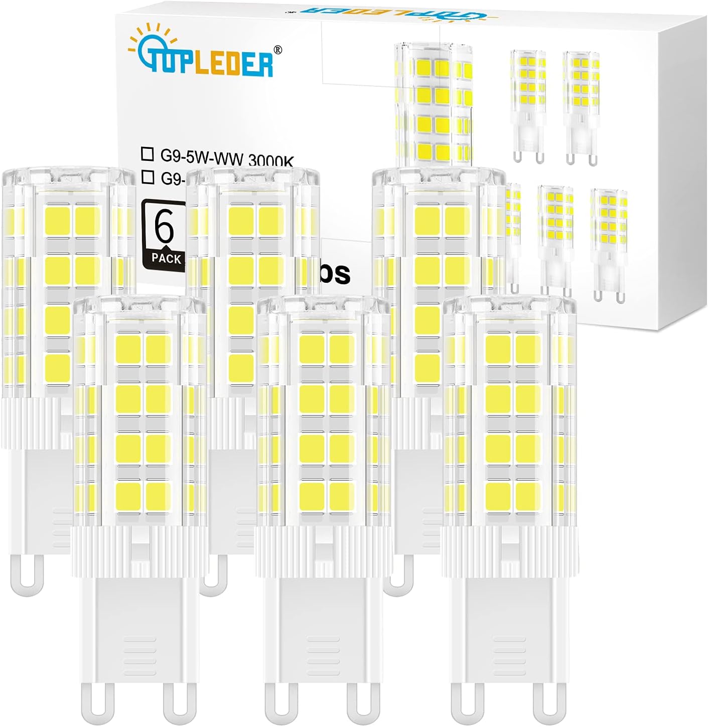 TopLeder G9 LED Bulbs Cool White 5W, G9 Bulbs 450LM 6500K Equivalent to 40W 50W...