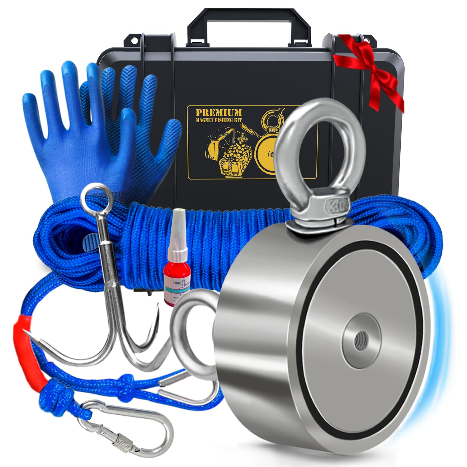 1200 LB Magnet Fishing Kit with Case - 2 Fishing Magnets in 1 (Double Sided Magn...