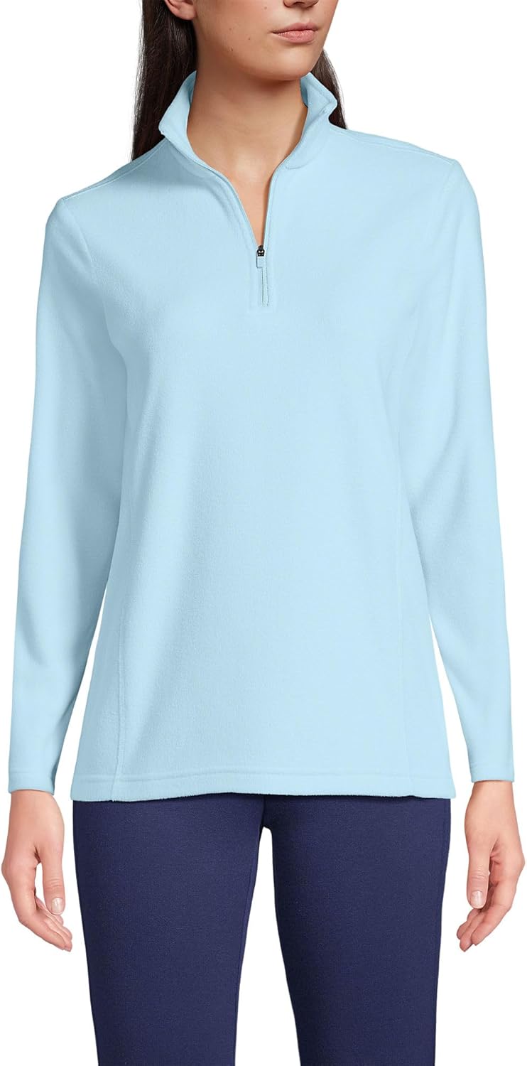 Lands' End Women's Anyweather Fleece Quarter Zip Pullover Large Tall Subtle Blue