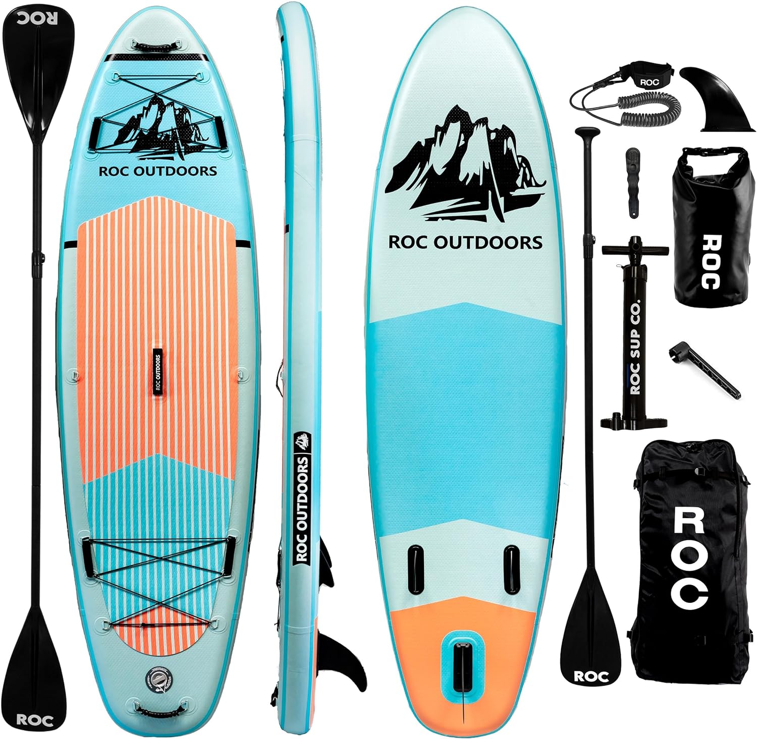 Roc Inflatable Stand Up Paddle Boards 10 ft 6 in with Premium SUP Paddle Board A...