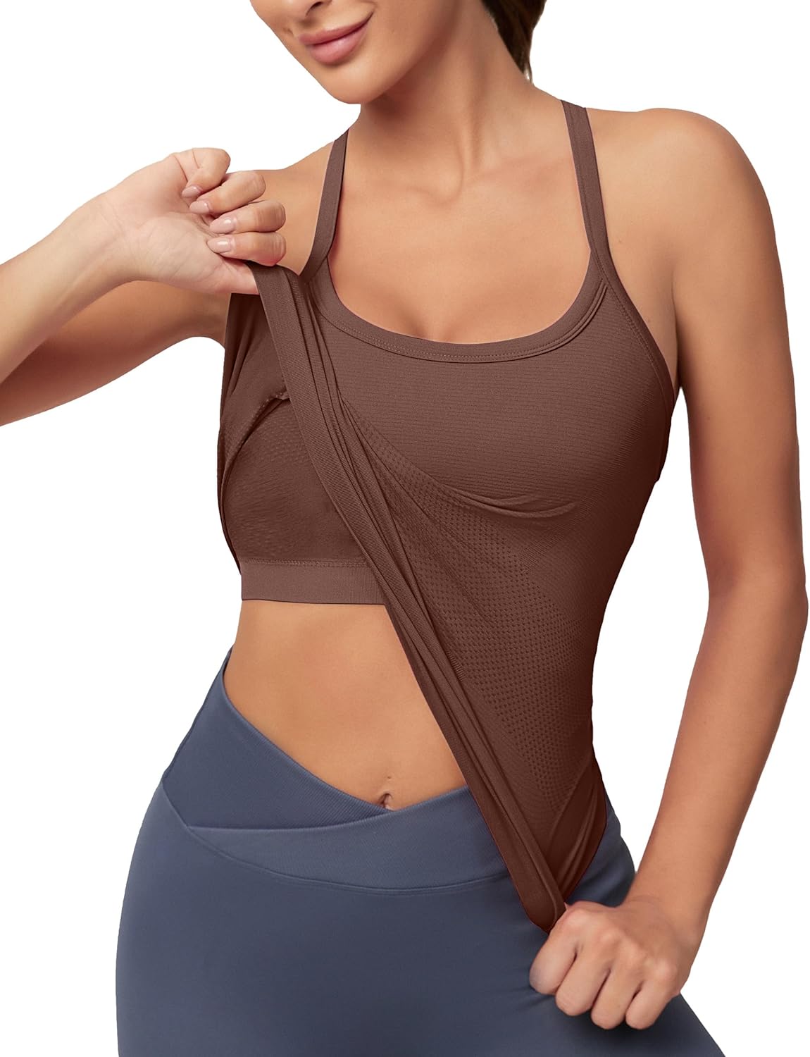 MathCat Workout Tank Tops for Women with Built in Bra, Sleeveless Gym Tops Seaml...