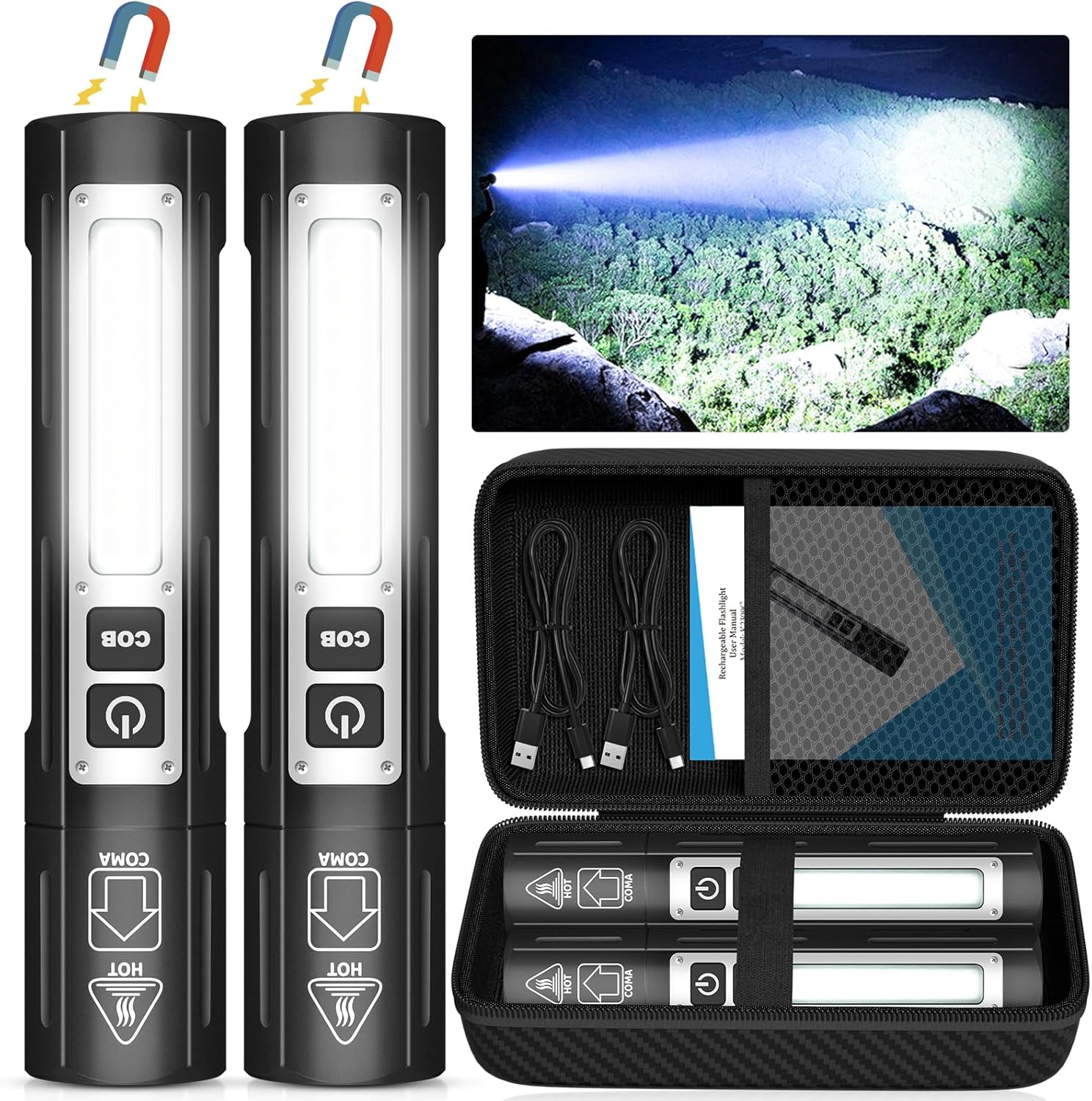 Rechargeable Flashlights High Lumens - 20,000LM Super Bright Small Pocket Magnet...