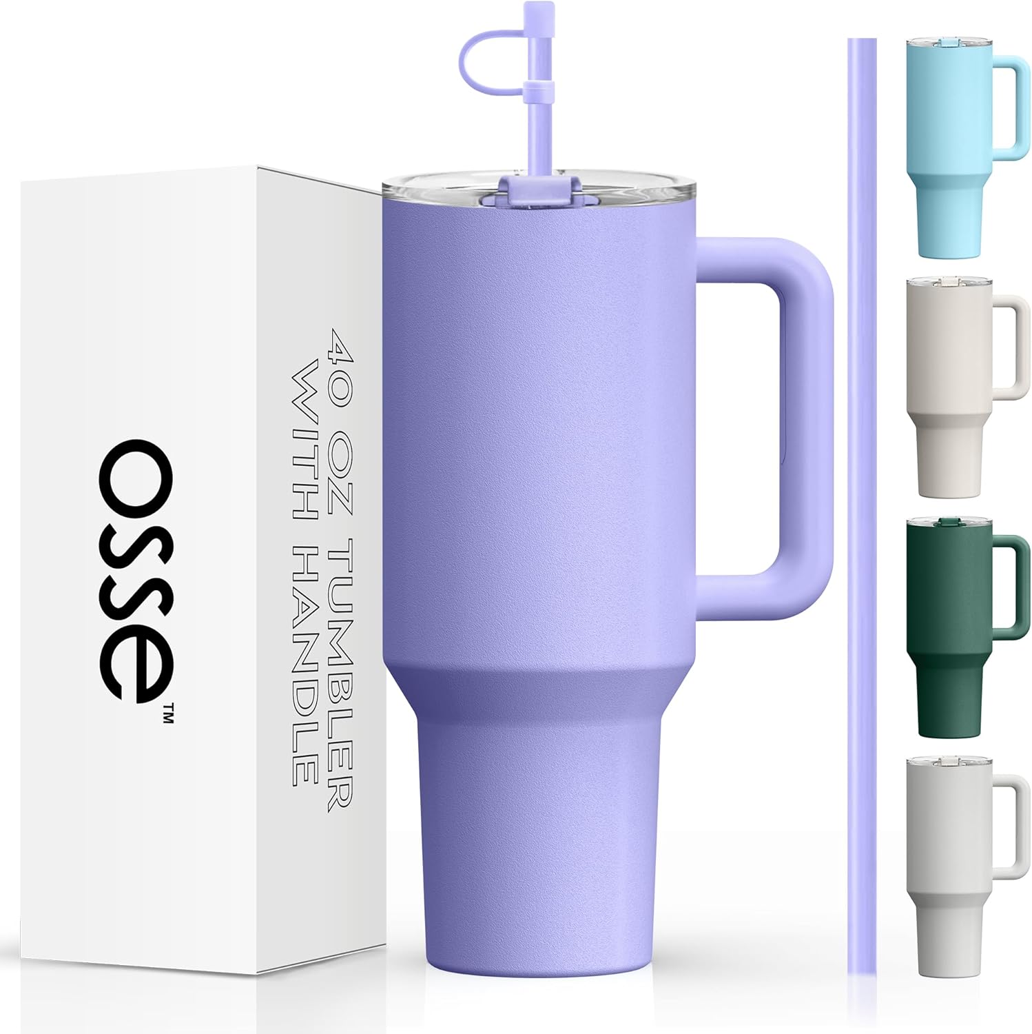 osse 40oz Tumbler with Handle and Straw Lid | Double Wall Vacuum Reusable Stainl...