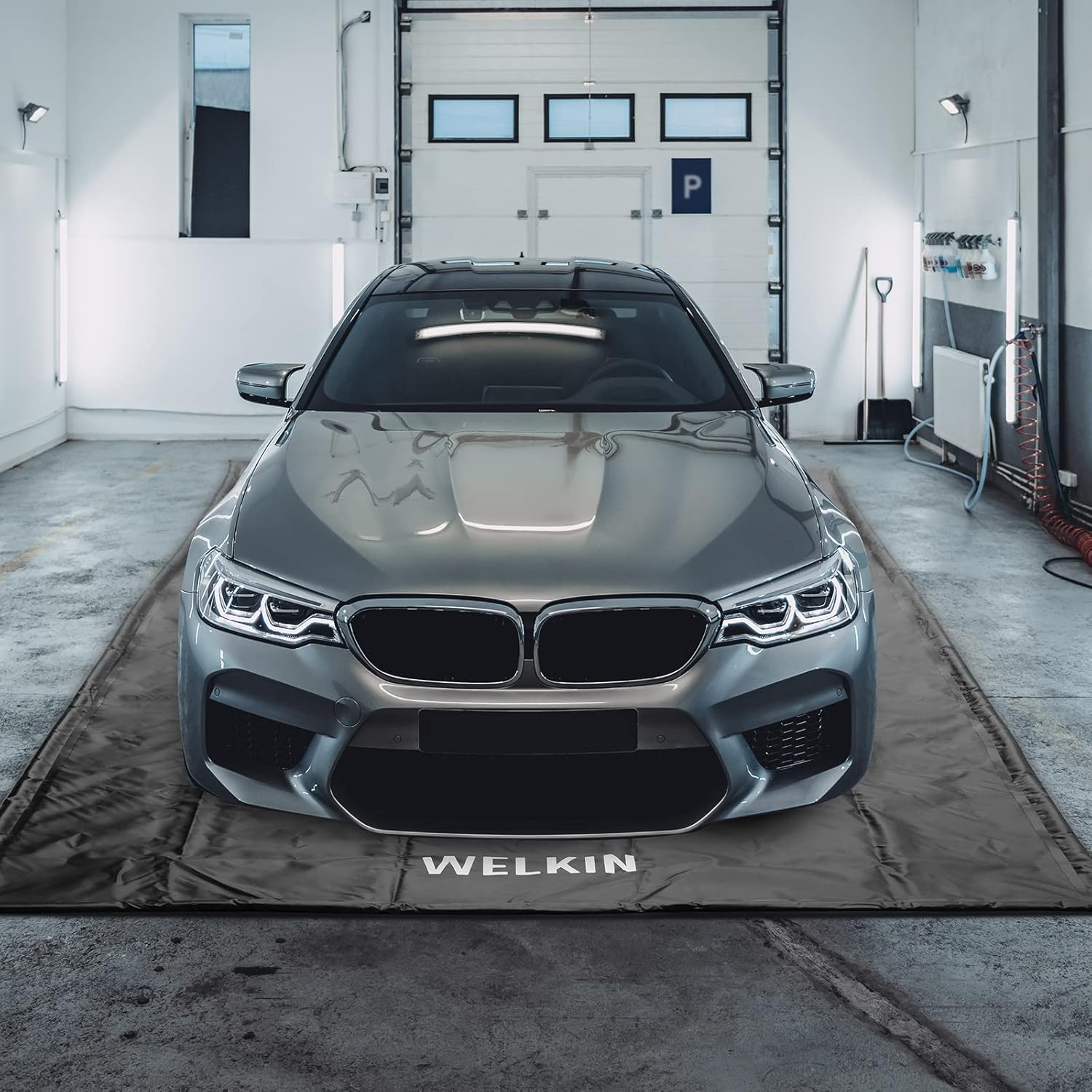 WELKIN Containment Mat,(7'9" x 18'),Non-Slip Garage Floor Mat - Heavy Duty Water...