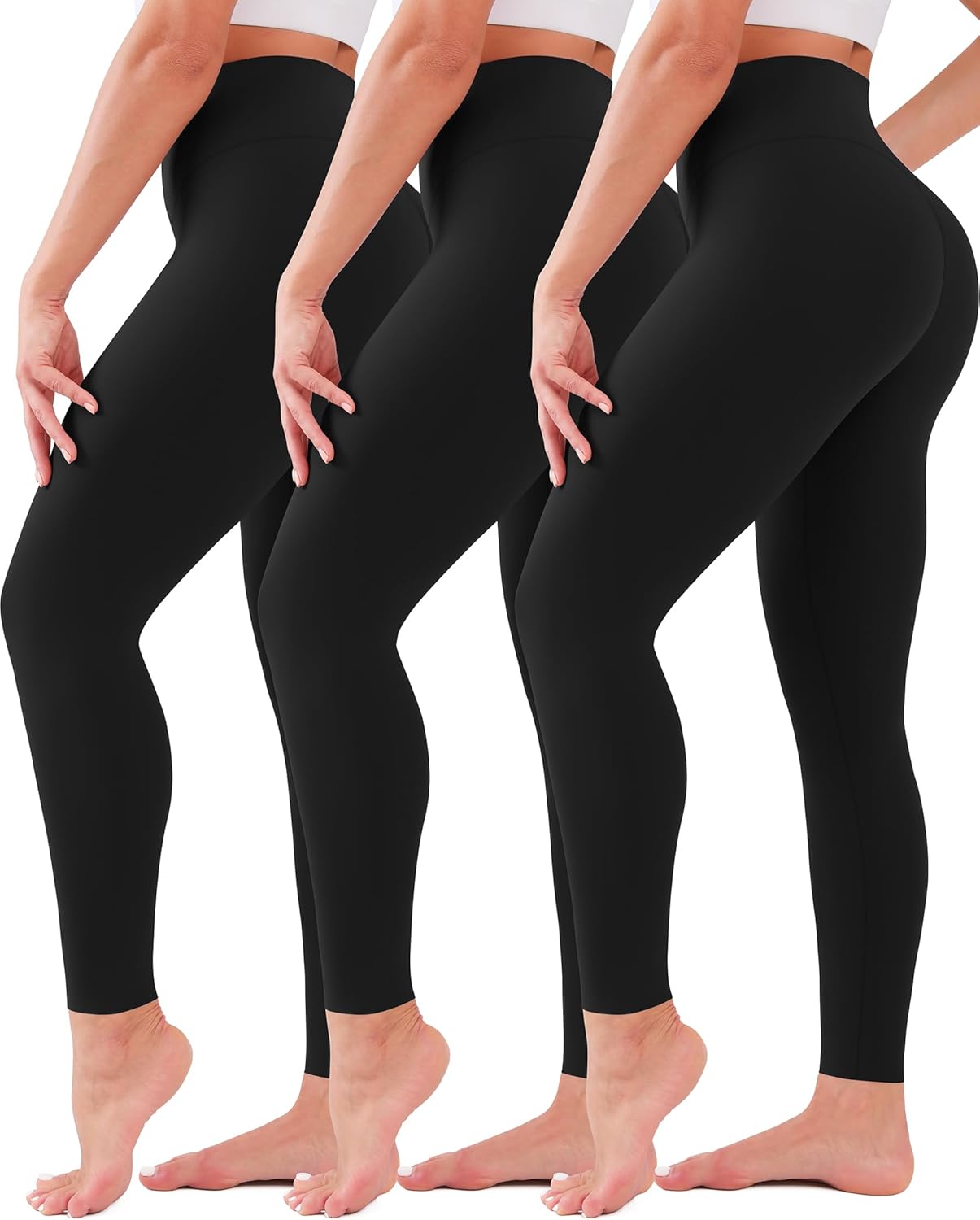 3 Pack Leggings for Women High Waisted No See-Through Tummy Control Soft Yoga Pa...