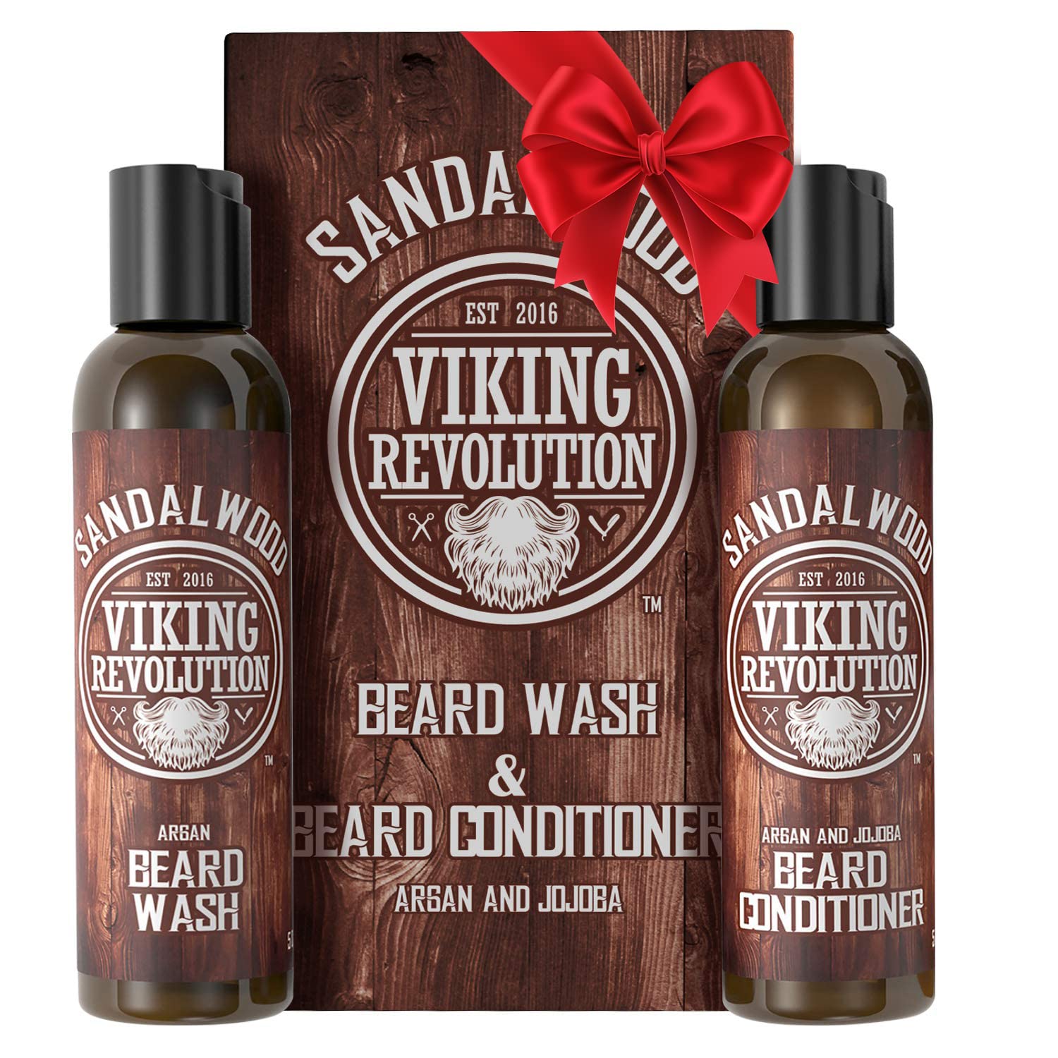 Viking Revolution Beard Wash & Beard Conditioner Set w/Argan & Jojoba Oils - Sof...