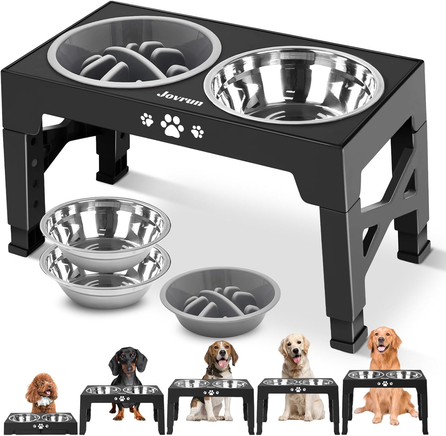 Elevated Dog Bowls, Dog Feeder with 2 Stainless St...