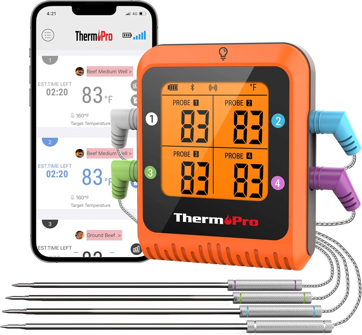 ThermoPro TP930 650FT Wireless Meat Thermometer, Bluetooth Meat Thermometer with...