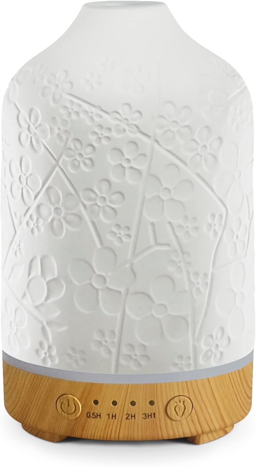 Ceramic Ultrasonic Aroma Essential Oil Diffuser 100ml For Aromatherapy, Whisper...