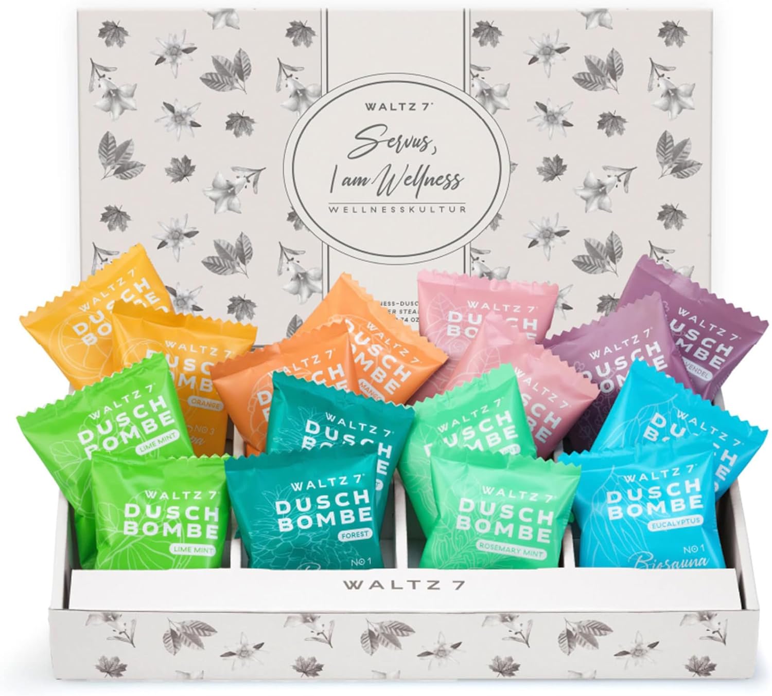 WALTZ 7 Shower Steamers Set, 16 Pieces, 8 Scents, Shower Bombs Made in EU, Essen...