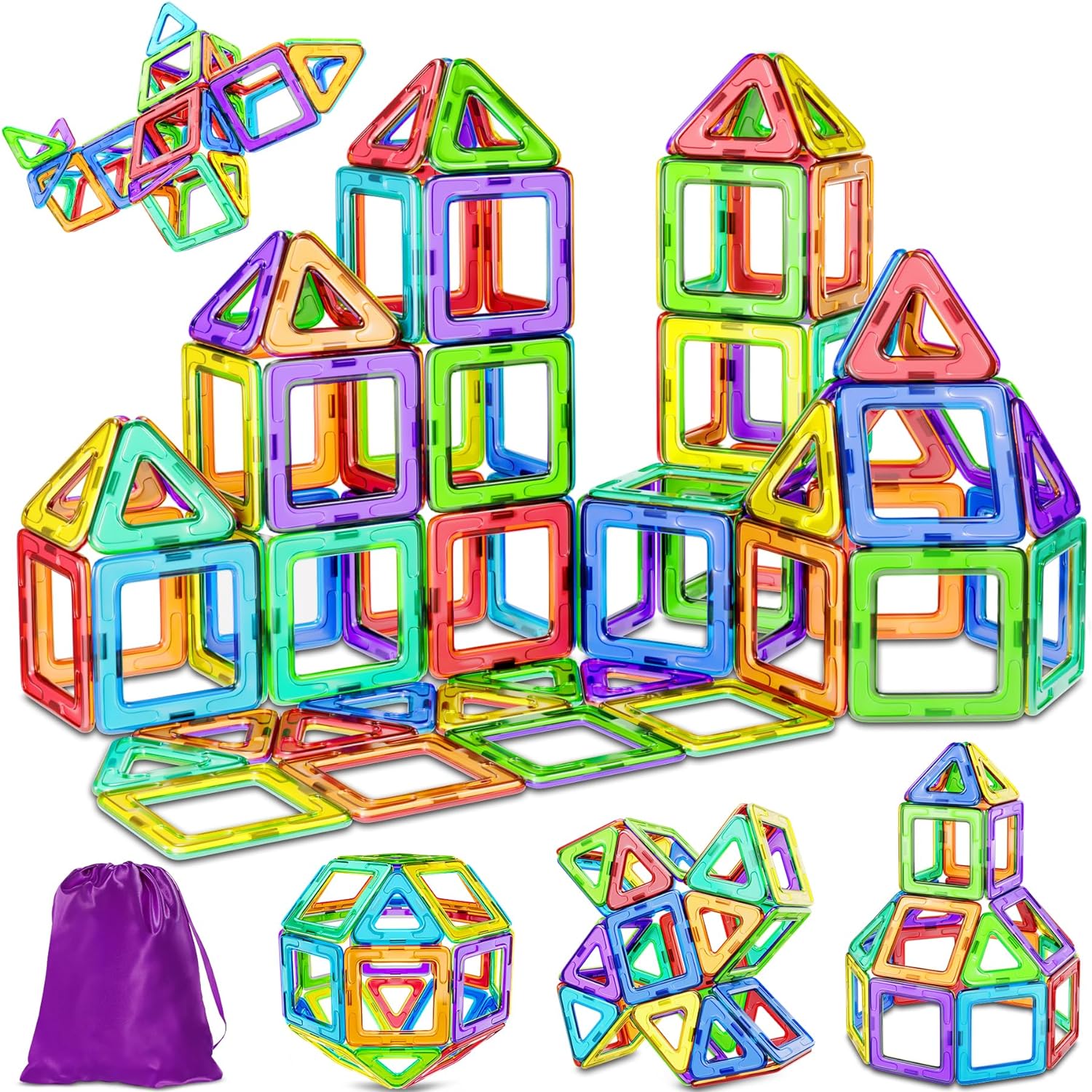Magnetic Tiles Magnetic Building Blocks, Magnetic Blocks for Kids, Magnetic Buil...