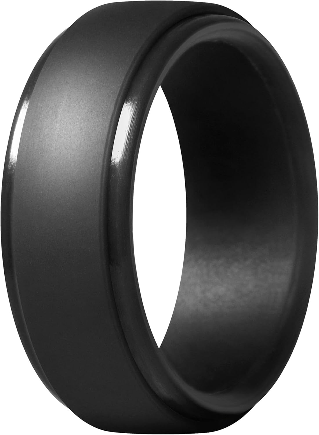 ThunderFit Men's Step Edge Silicone Rings, 10mm Wide 2.5mm Thick Rubber Bands-Va...