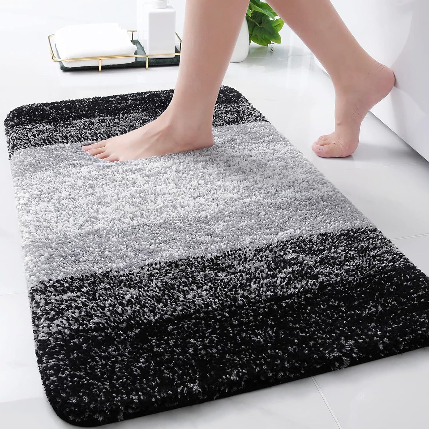 Arotive Microfiber Bathroom Rugs, Shaggy Soft and Absorbent Bath Rug, Non-Slip,...
