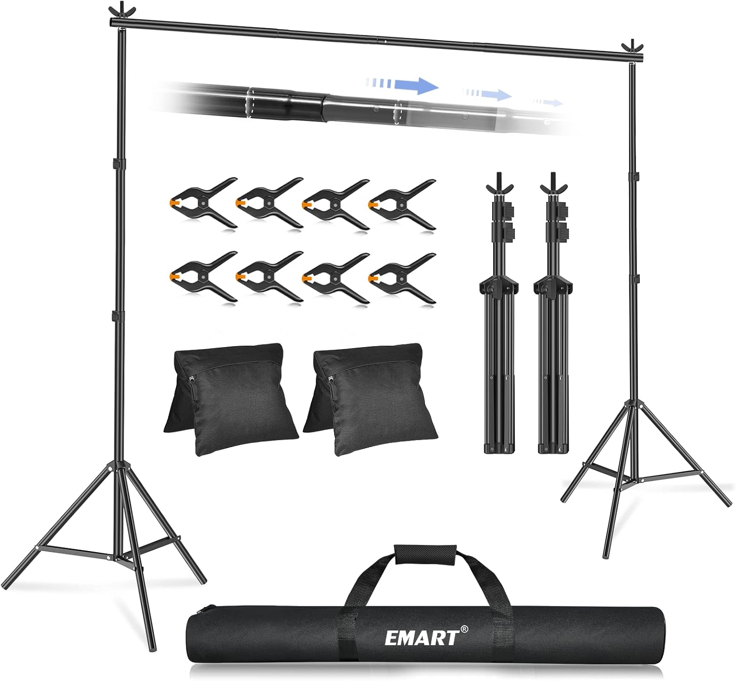 EMART Photo Video Studio 2mx3m Adjustable Backdrop Stand Background Support Syst...