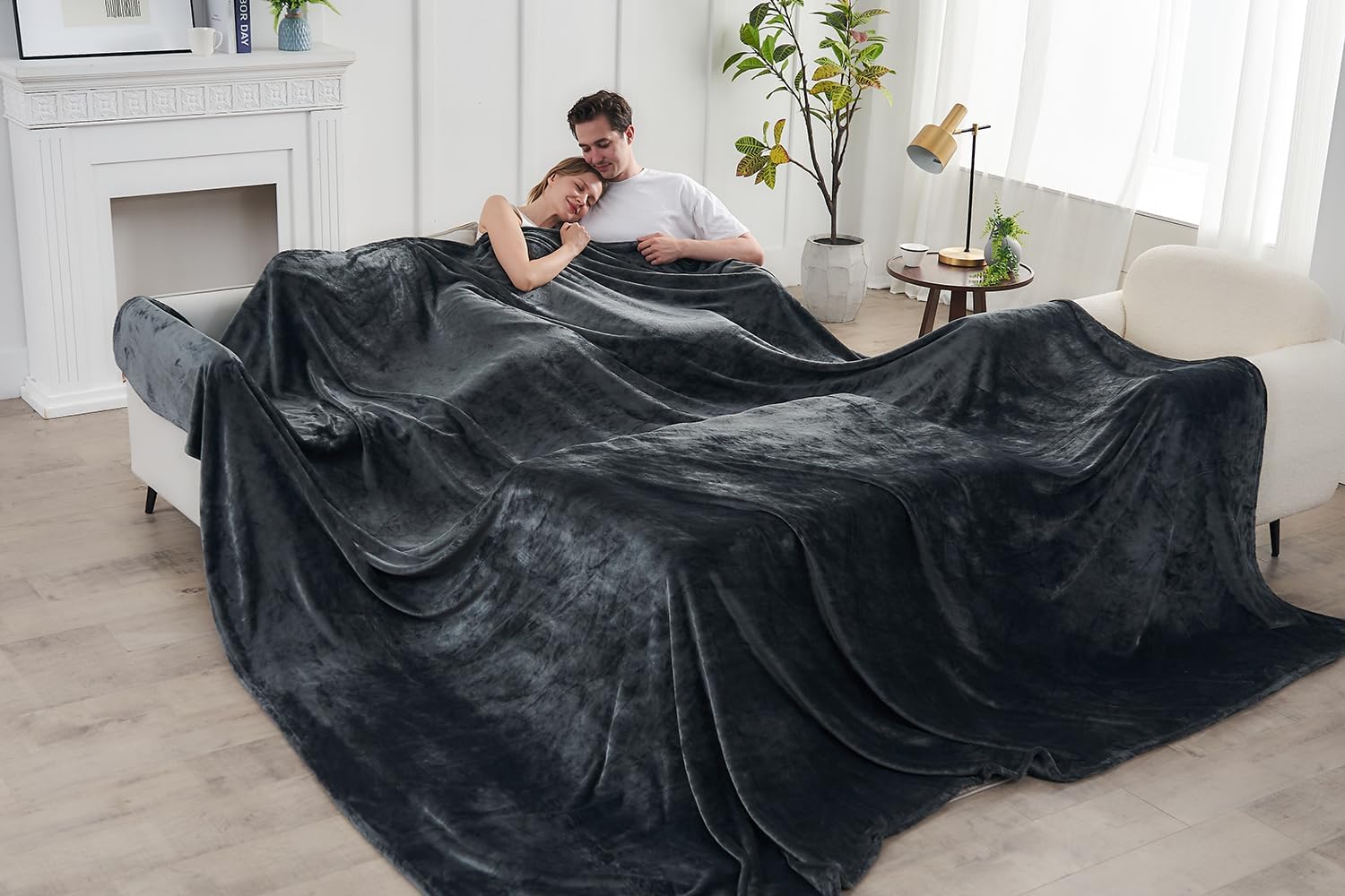 Commollis Oversized King Fleece Blanket 120"x120", Giant Huge Blanket 10'x10' Bl...