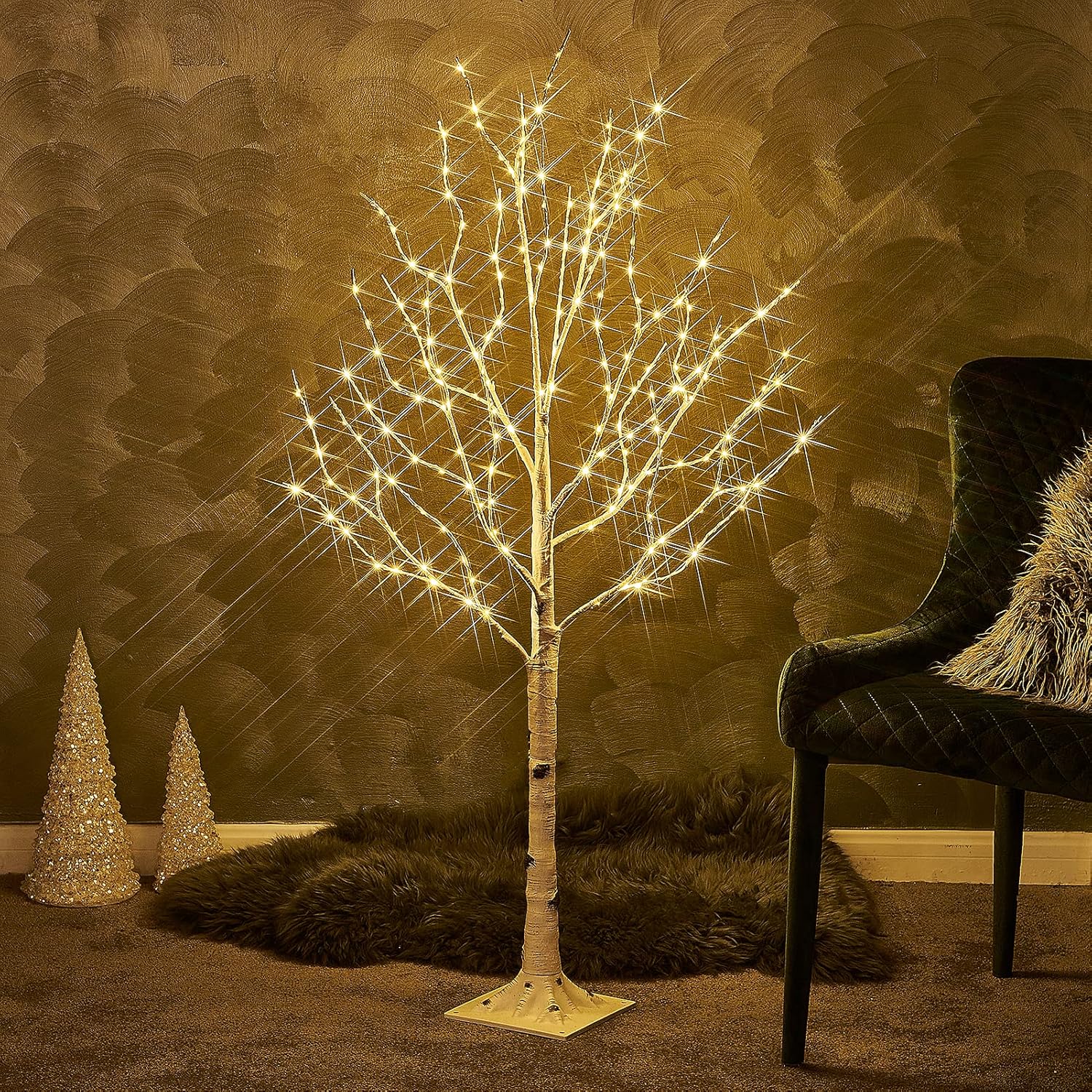 Birchlitland LED Birch Tree 4FT 200L Warm White Fairy Lights, Lighted Trees for...