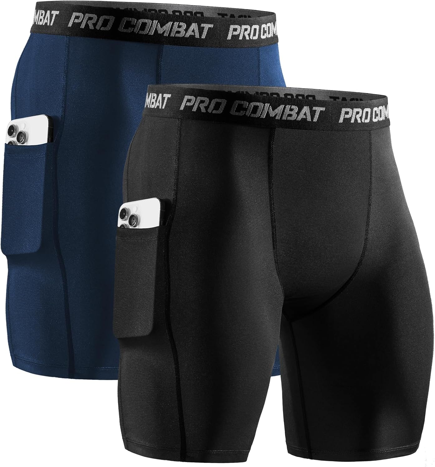 Niksa 2/4 Pack Compression Shorts Men with Pocket, Spandex Running Shorts Sport...
