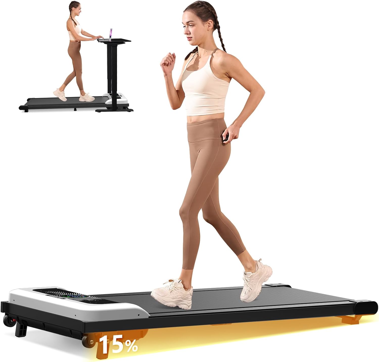 Walking Pad with Incline, Under Desk Treadmill for Home Office, 2.5HP Portable T...