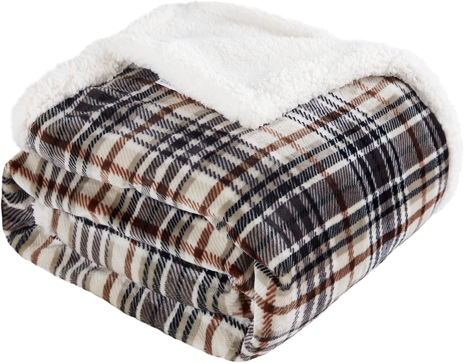 Touchat Sherpa Plaid Throw Blanket, Fuzzy Fluffy Cozy Soft Blanket, Fleece Flann...