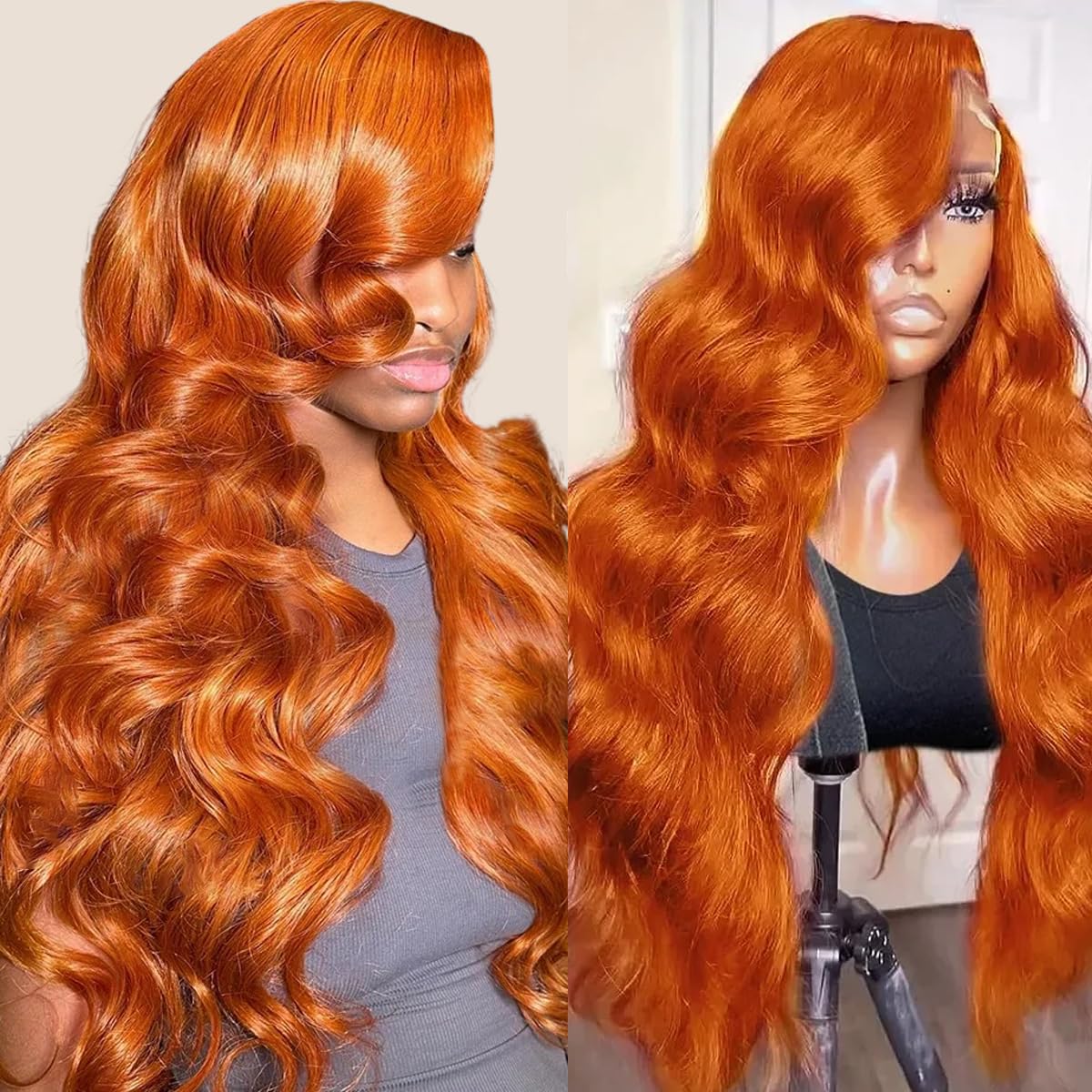 Ginger Wig Human Hair 13x4 Body Wave Ginger Orange Lace Frontal Wigs Human Hair...