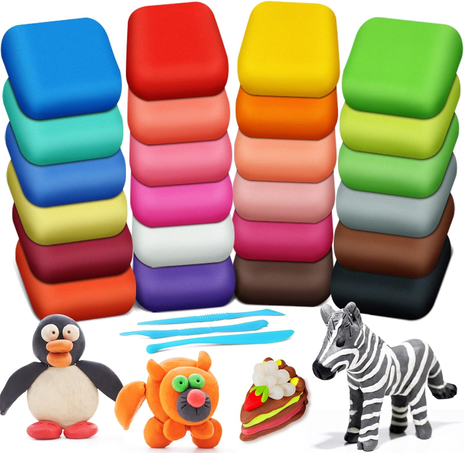 ESSENSON Magic Clay - Air Dry Clay 24 Colors, Modeling Clay for Kids with Tools,...
