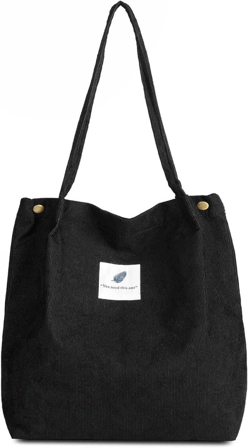 FITDON Corduroy Totes Bag, Shoulder Handbags for Women Girls Big Capacity Shoppi...