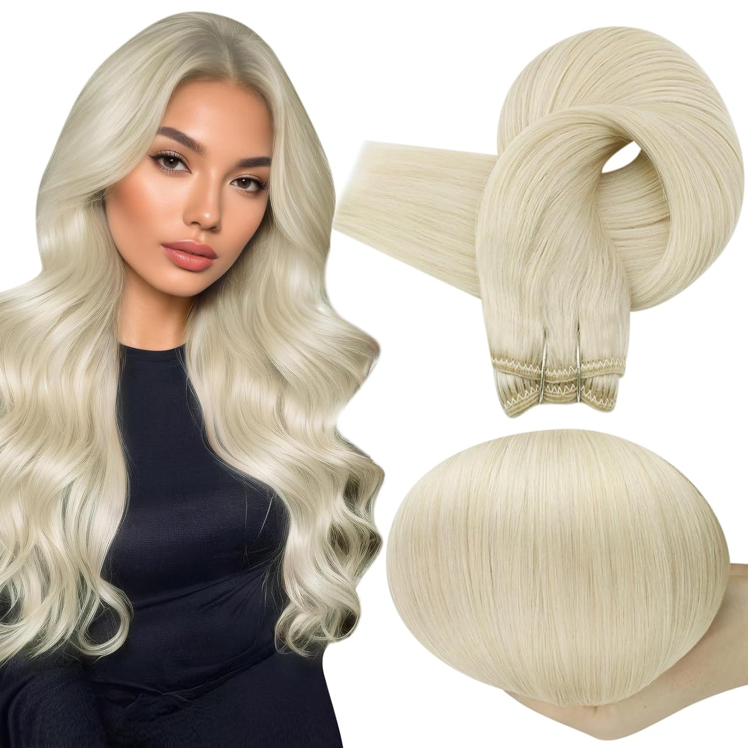 Full Shine Sew In Hair Extensions Weft Hair Extensions Human Hair Remy Hair Sew...