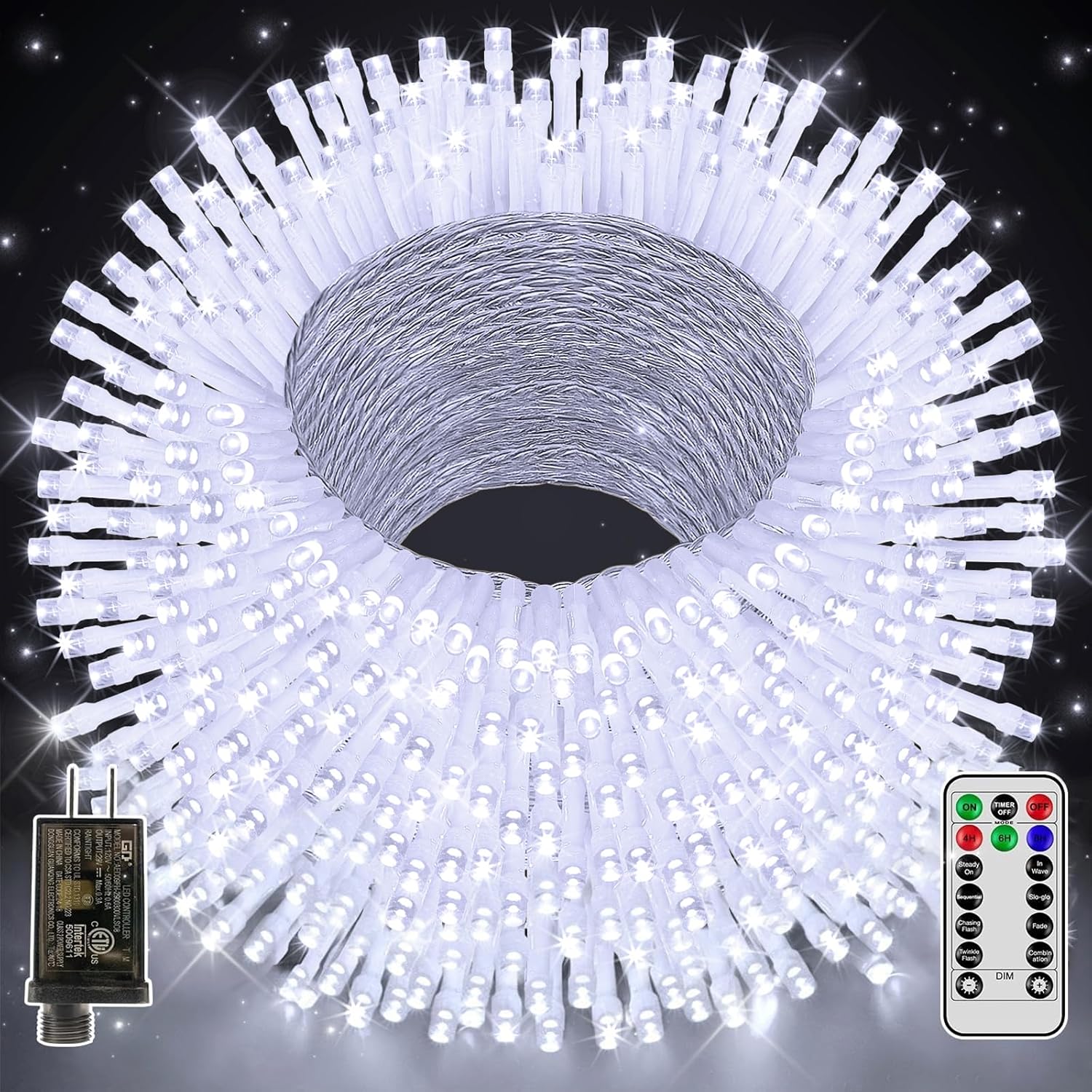 328 FT 1000 LED Christmas Lights Outdoor, Christmas String Lights with Remote an...