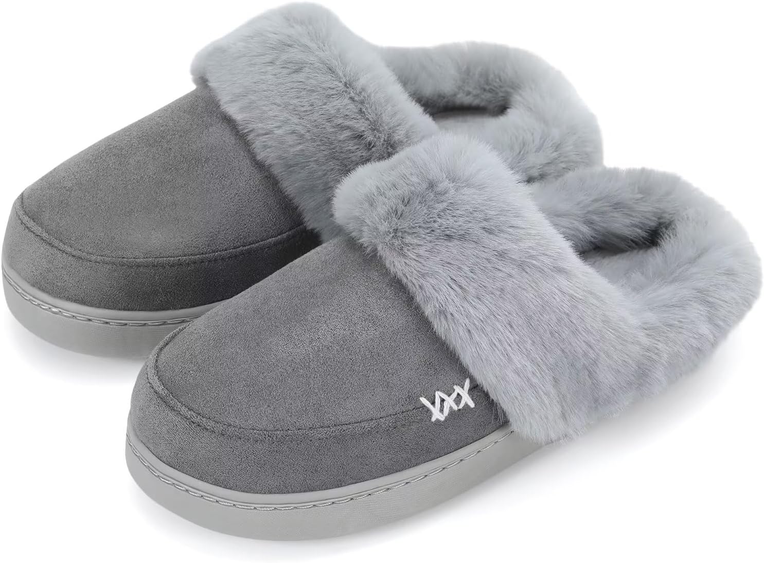 NineCiFun Women's and Men's Suede House Slippers Slip on Fuzzy Slippers with Fau...