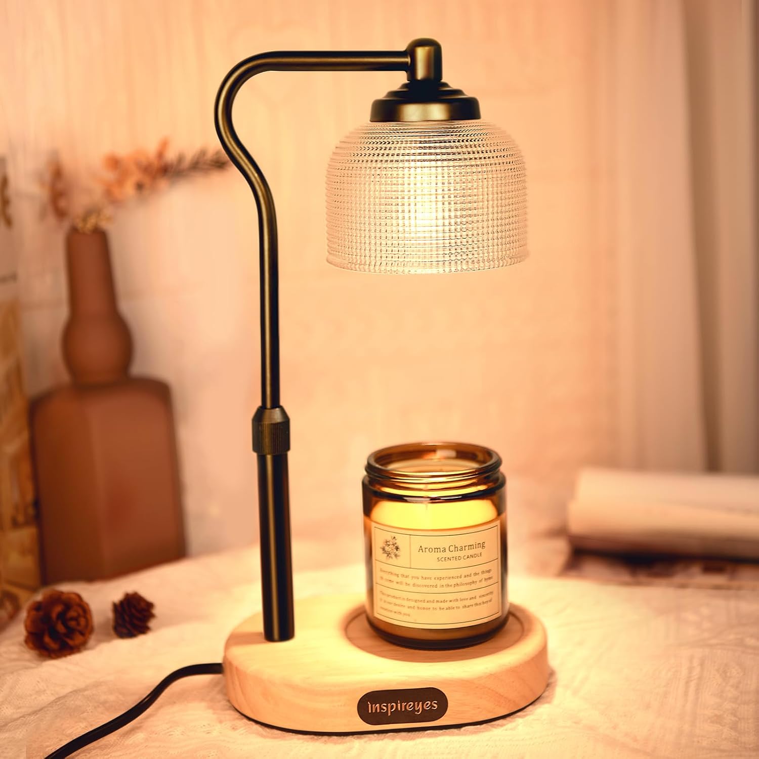 Candle Warmer Lamp, Candle Lamp Warmer with Timer Dimmer, Height Adjustable Elec...