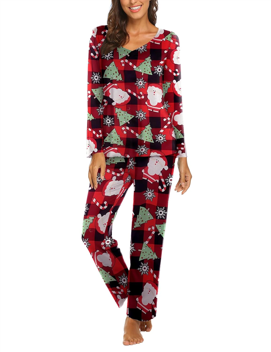 Ekouaer Women's Pajama Set Long Sleeve Pj Sets Two Piece Loungewear Soft Pajama...