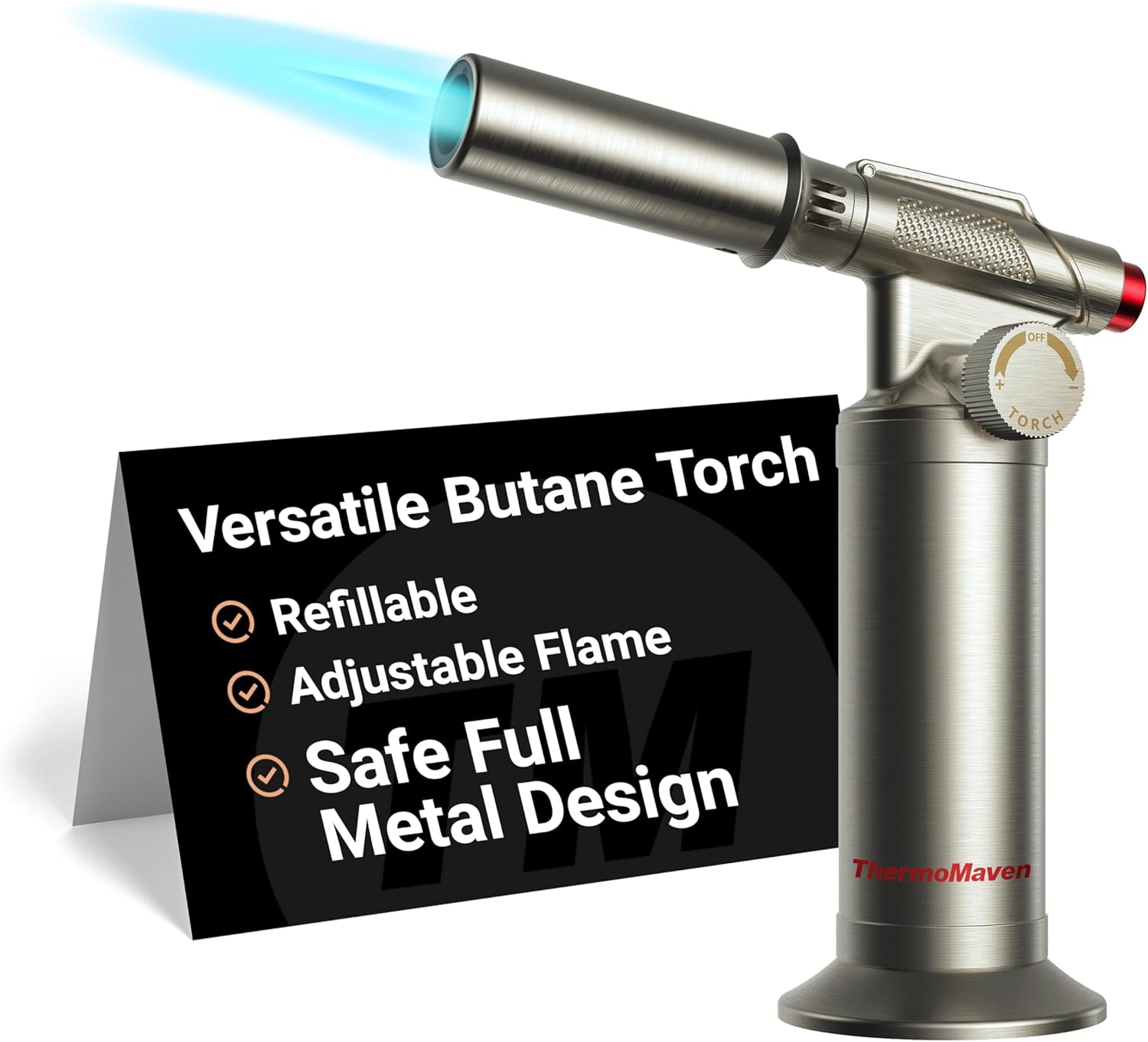 Metal Butane Torch, Kitchen Torch Lighter, Refillable Cooking Blow Torch, Fit Al...