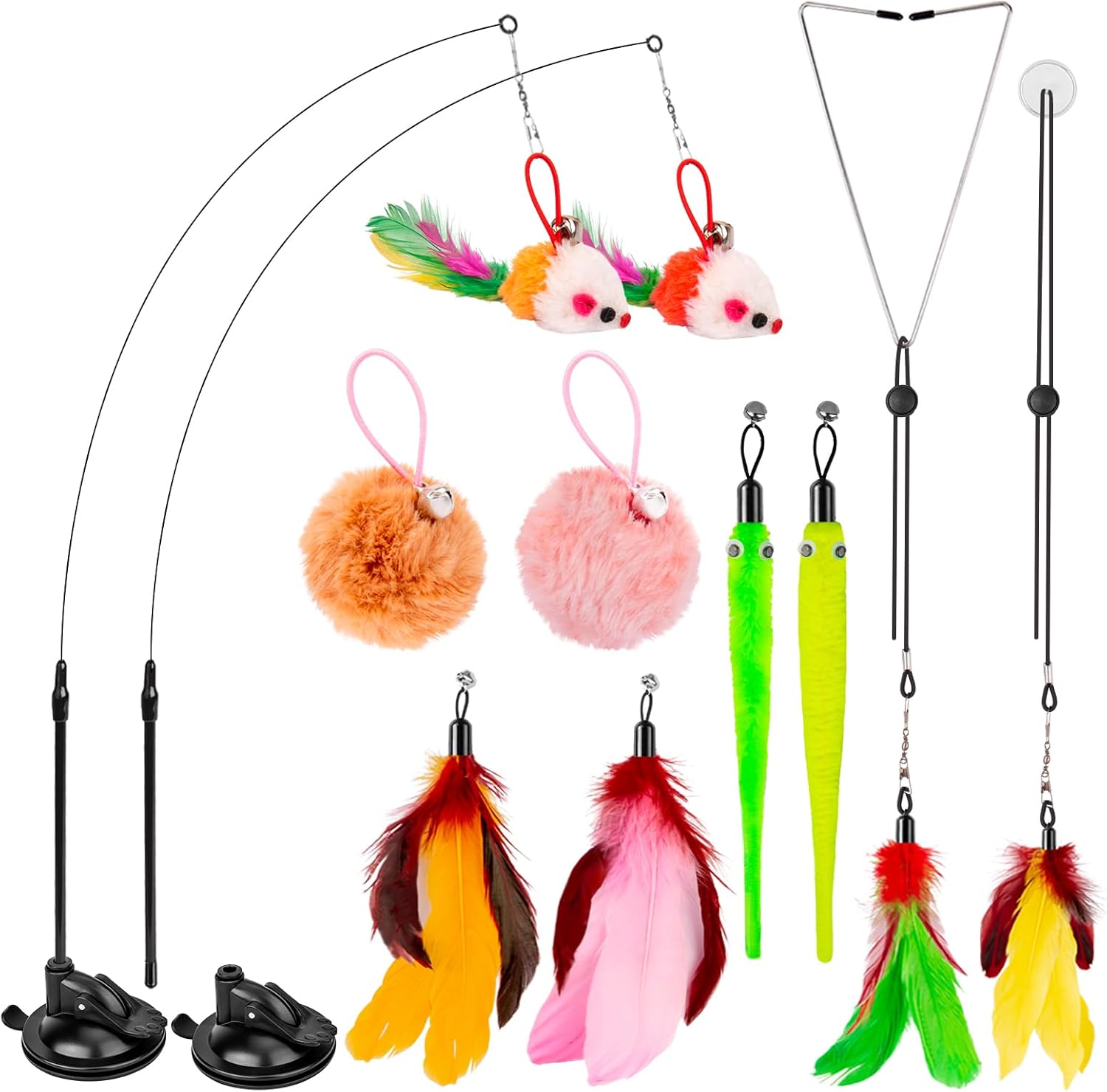 Cat Toys, 2 Pack 3 in 1 Interactive Cat Toy for Indoor Cats with Sticky Super Su...