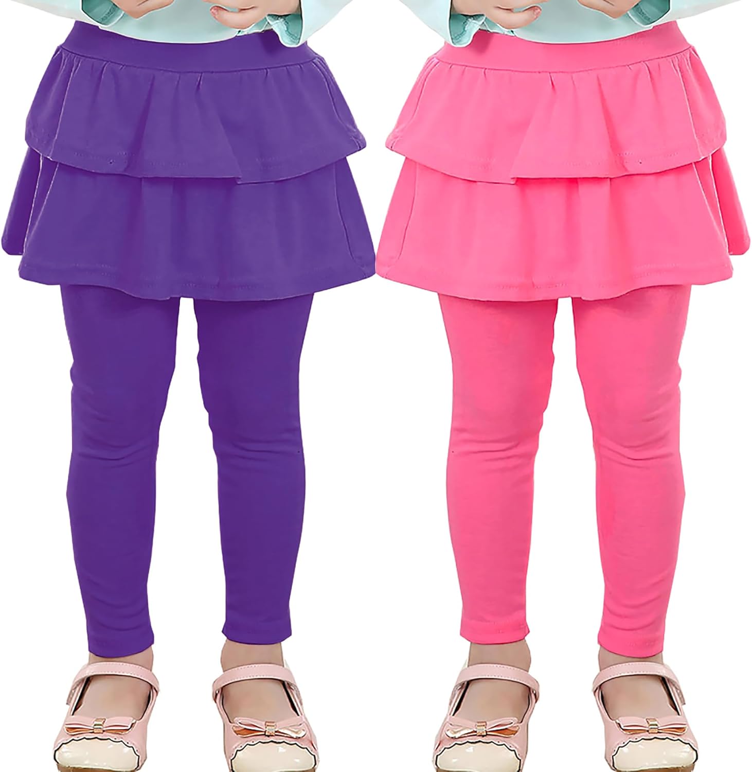 RieKet Girls School Uniform Pants Warm Stretchy Athletic Leggings with Skirt 2-1...