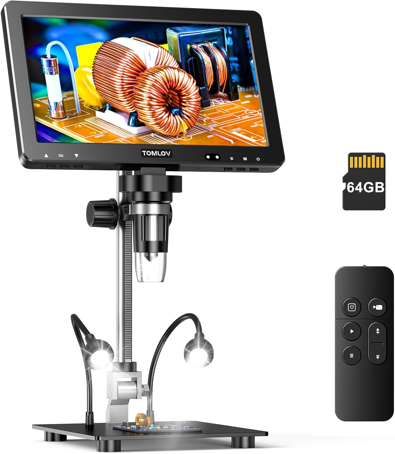 TOMLOV DM9 Max 10.1" HD IPS HDMI Digital Microscope 1500X, 20MP Coin Microscope...
