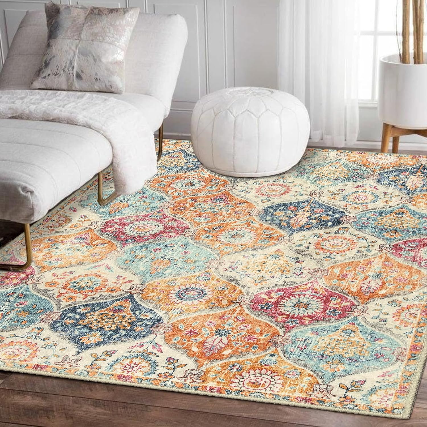 Lahome Moroccan Machine Washable Rug - 4 x 6 Rugs for Living Room Non-Slip Bedro...