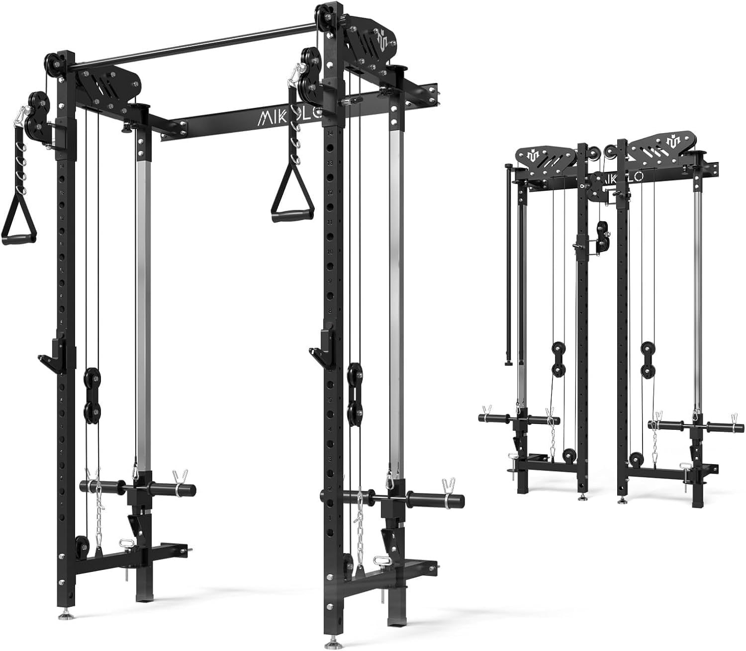 Mikolo Folding Squat Rack, Wall Mounted Power Rack with Cable Crossover Machine...