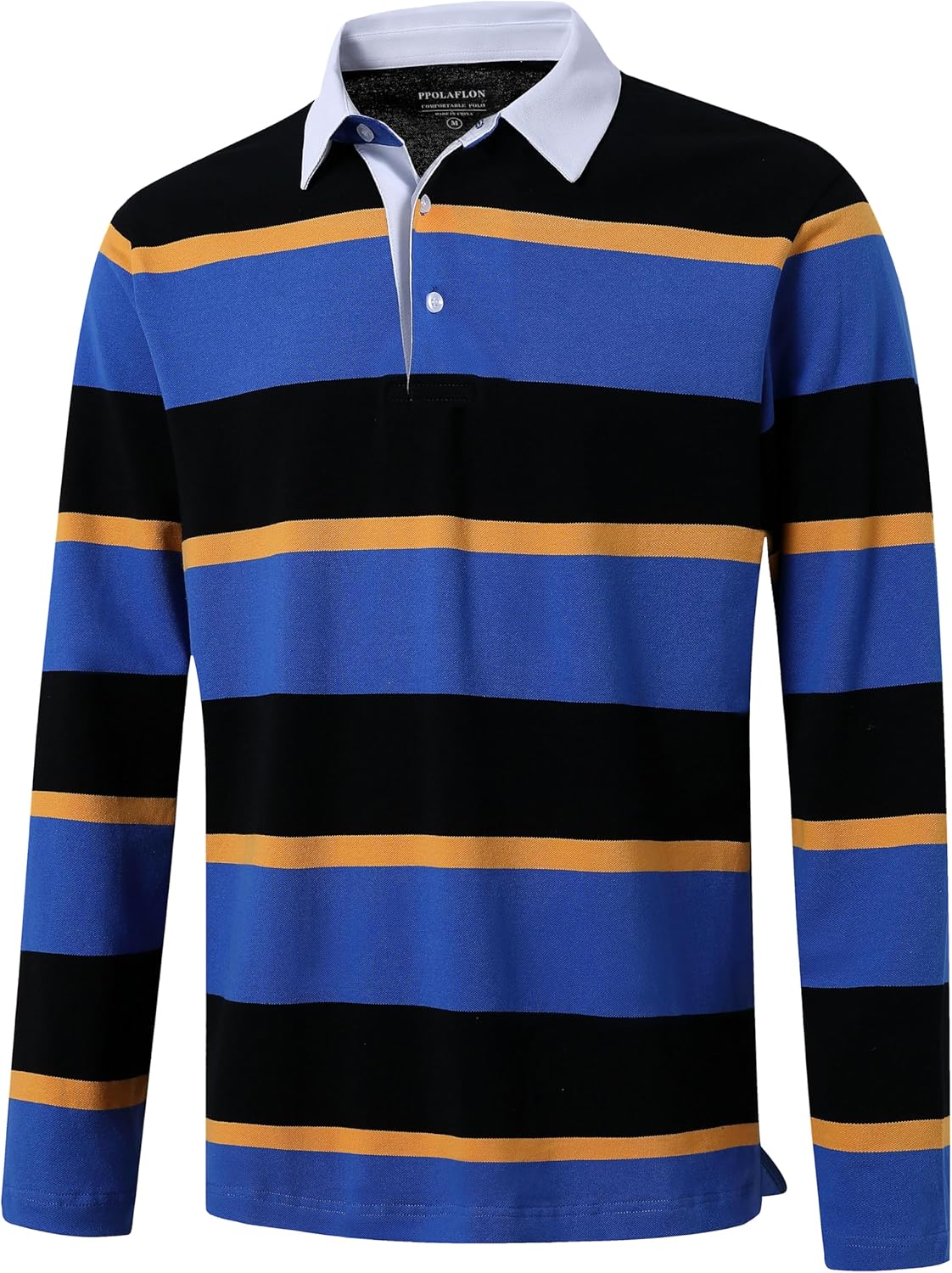 Men's Polo Shirts Long Sleeve Striped Dry Fit Casual Collared Pique Golf Polo Sh...