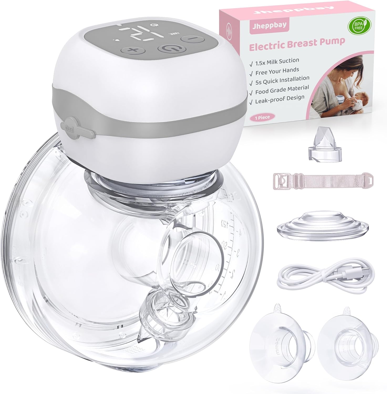 Jheppbay Electric Breast Pump Wearable - Handsfree Breast Pump Electrical, 12 Le...