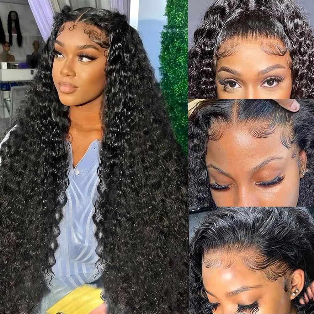 28 Inch 13x6 Deep Wave Lace Front Wigs Human Hair Pre Plucked 200% Density 13x6...