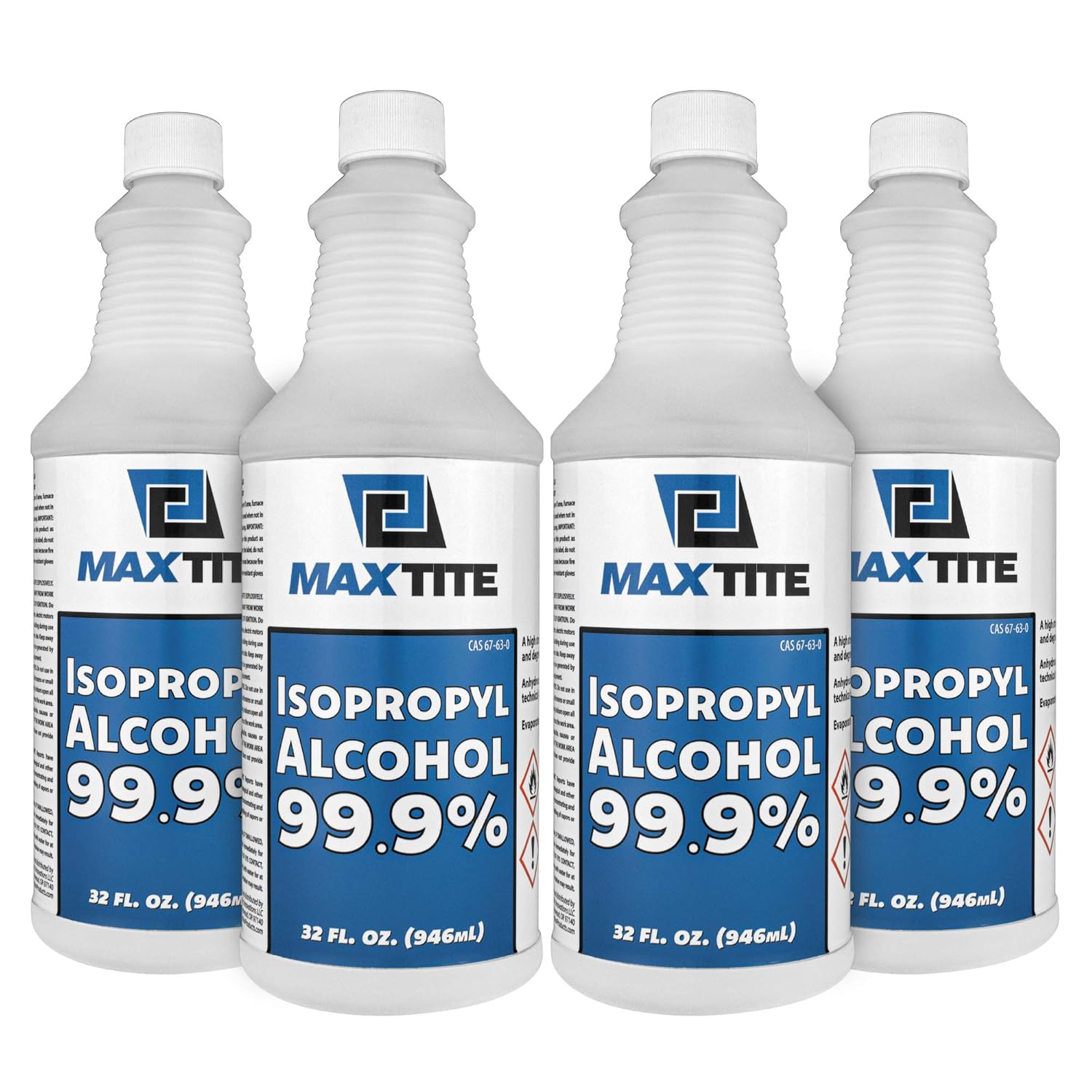 MaxTite Isopropyl Alcohol 99.9% (1 Gallon (32oz, 4 Pack)) 32 Fl Oz (Pack of 4)