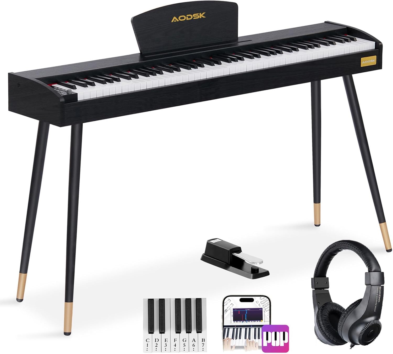 AODSK Beginner Digital Piano 88 Key Keyboard,Full-size Electric Piano for Beginn...