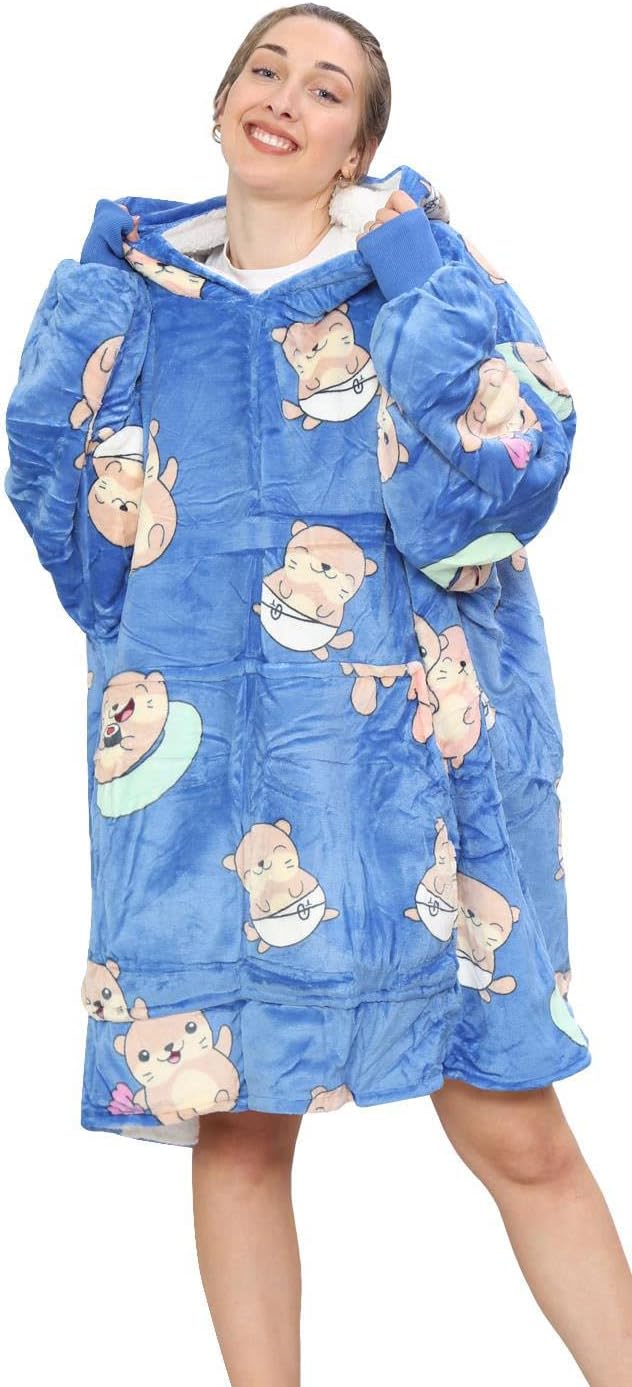 True Face Blanket Hoodie Unisex Oversized Ladies Sherpa Fleece Ultra Plush Unise...