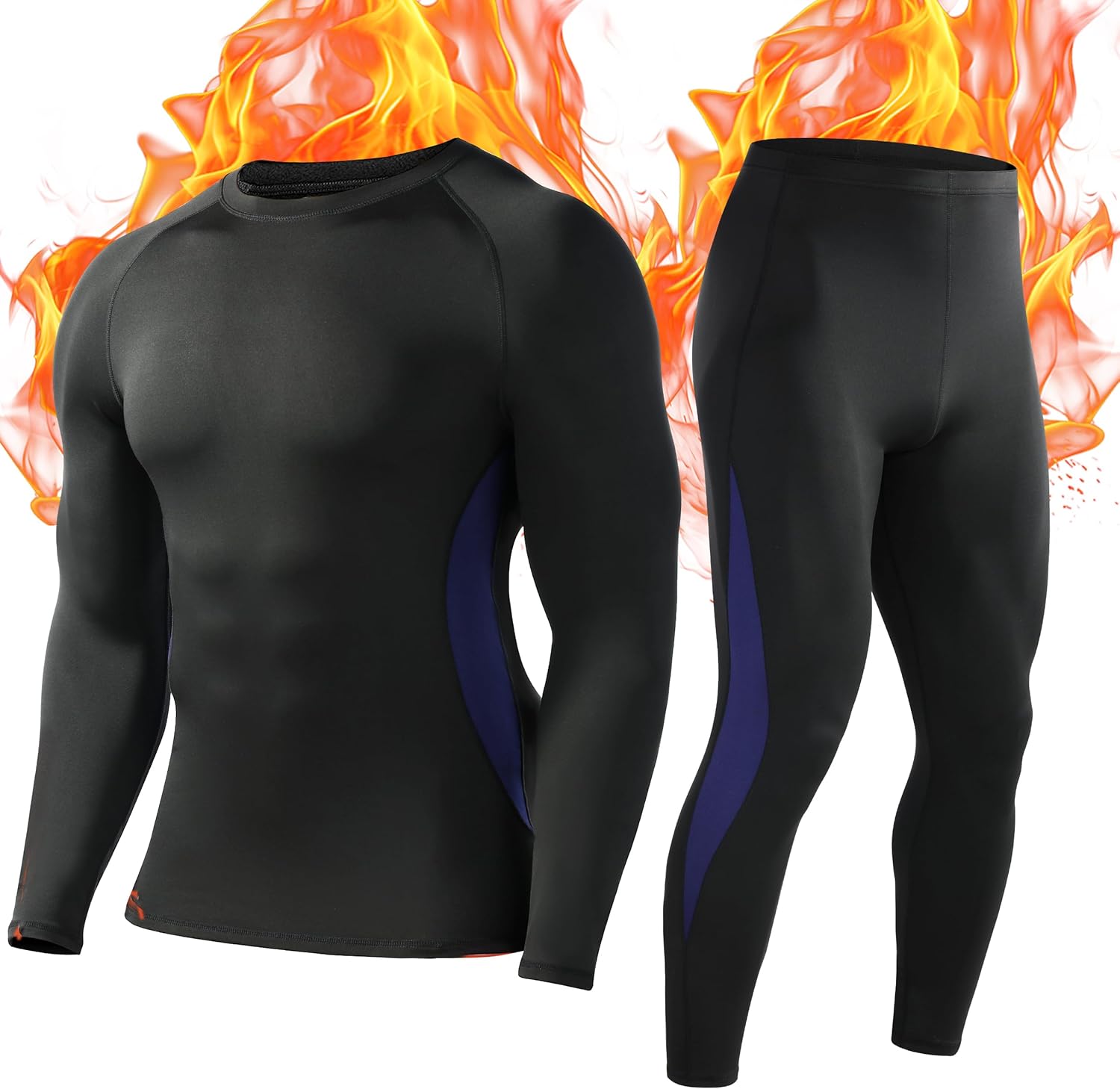 Roadbox Thermal Underwear Mens, Fleece Lined Base Layer Set with Quick-Dry Breat...