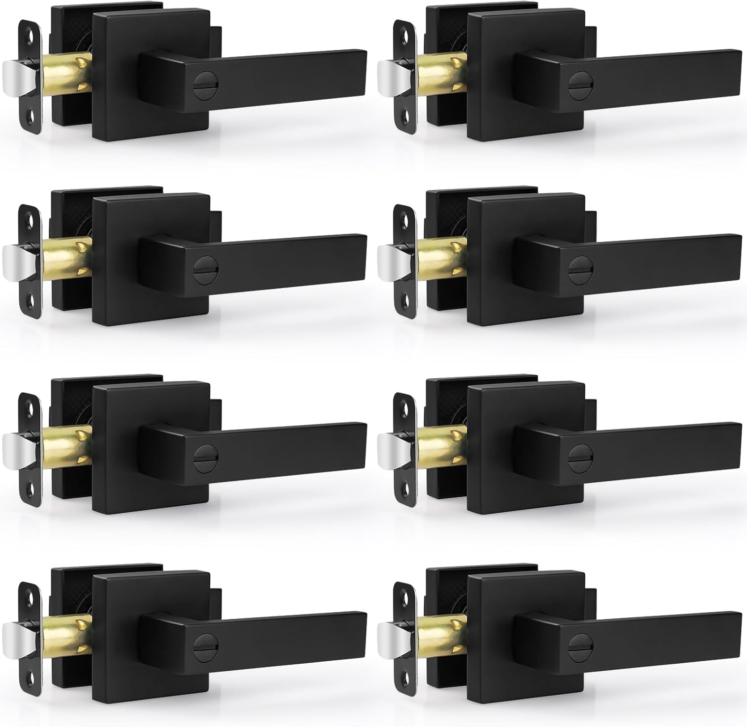 8 Pack Door Handles Black Interior Door Knobs, Keyless Privacy Door Levers with...