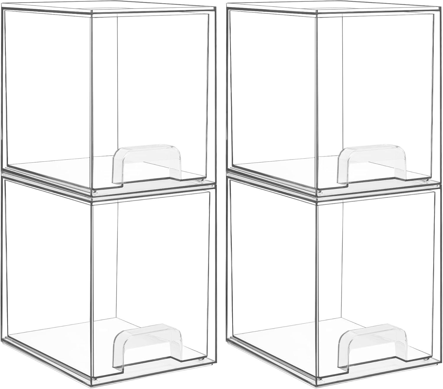 Vtopmart 4 Pack Clear Stackable Storage Drawers,7.6" H Plastic Organizers Bins f...