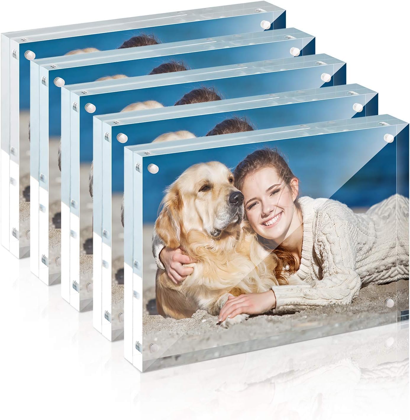 Acrylic Picture Frame, TWING 5x7 Inch 5 Pack Acrylic Photo Frames Horizontal Mag...