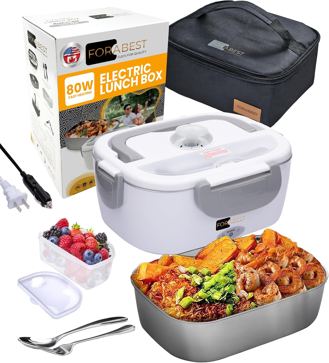 FORABEST Electric Lunch Box for Adults, 1.5L 80W Leakproof Heated Lunch Box | 12...